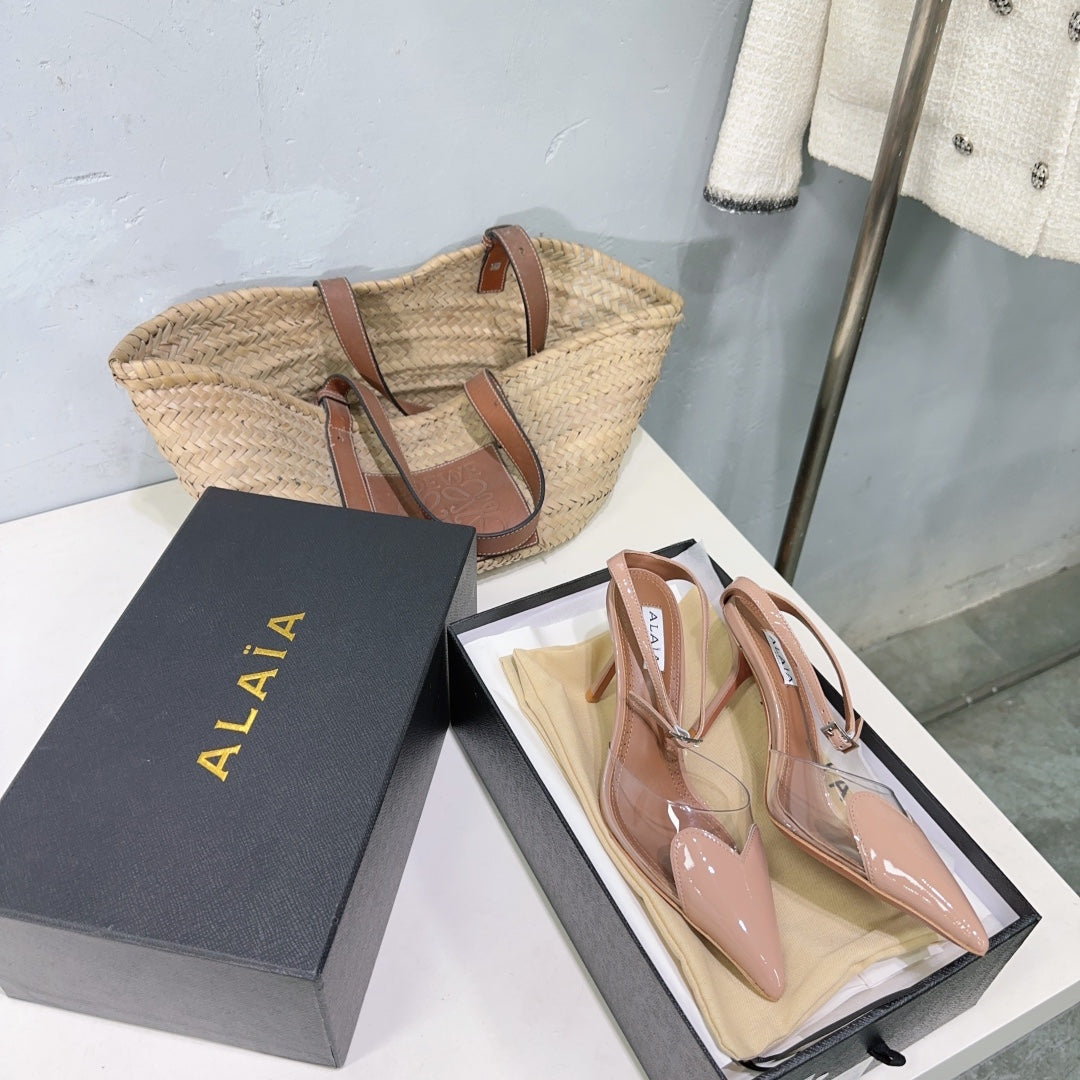Alaïa Heart PVC Pointed Toe Slingback Mules – Spring/Summer Collection – 25SS