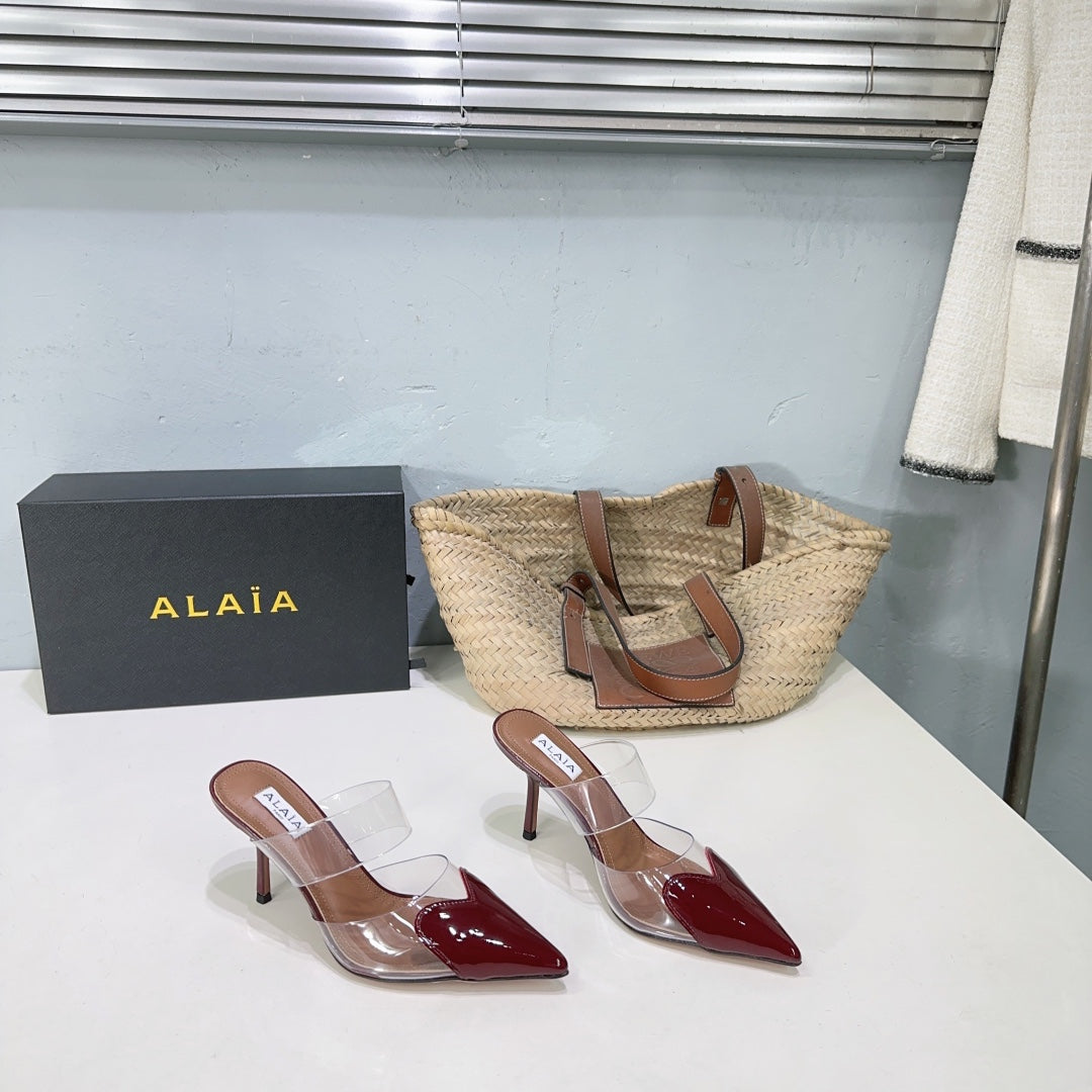 Alaïa Heart PVC Pointed Toe Slingback Mules – Spring/Summer 2025