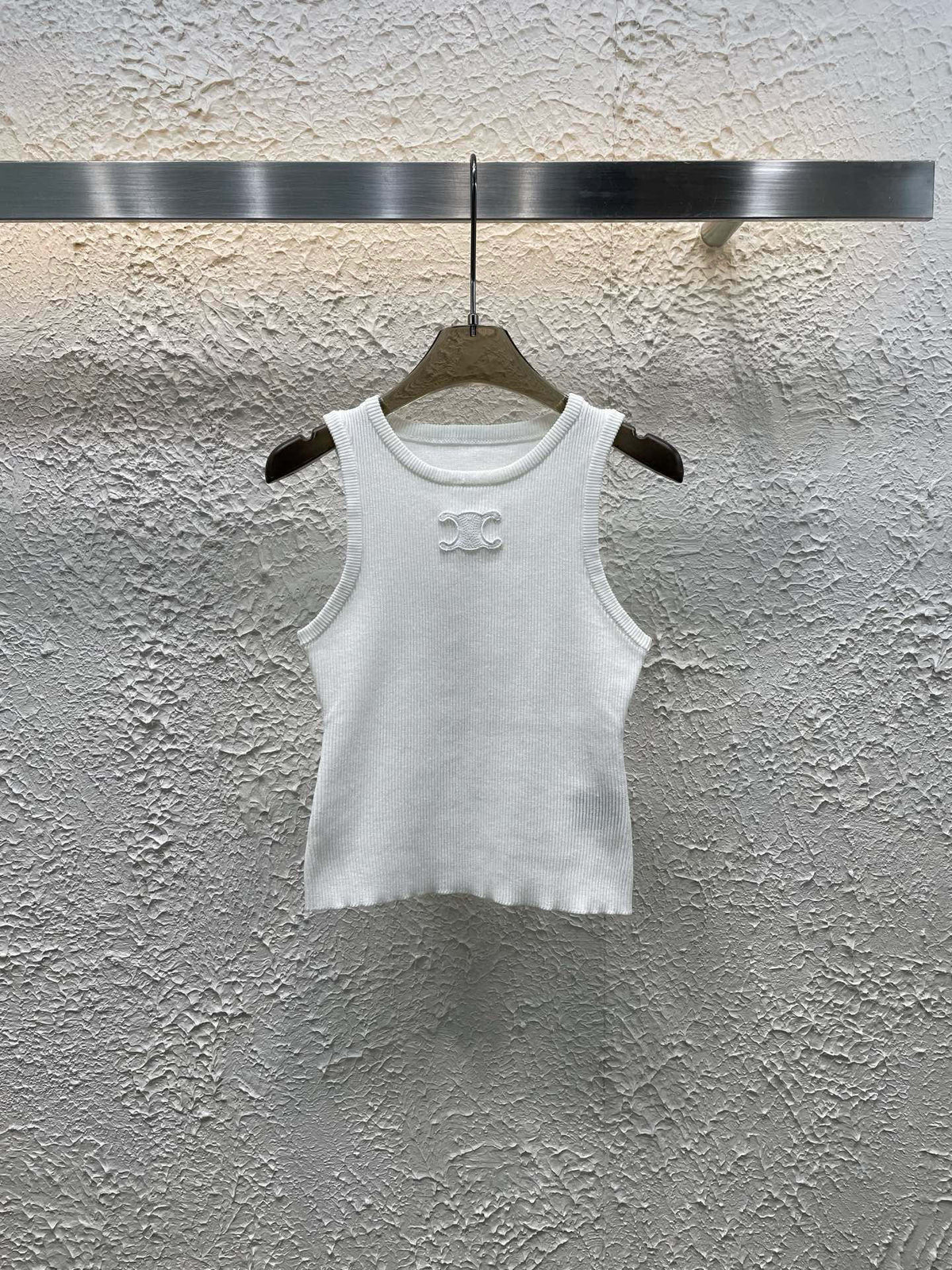 Celine Triomphe Embroidered Crewneck Knit Tank Top