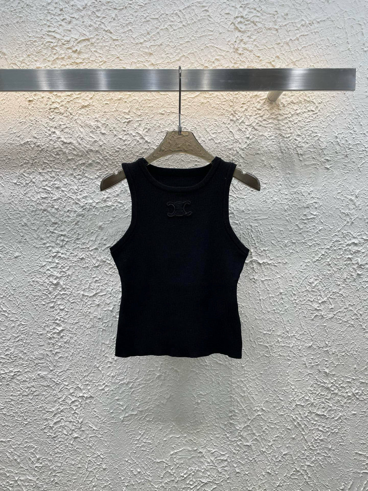 Celine Triomphe Embroidered Crewneck Knit Tank Top