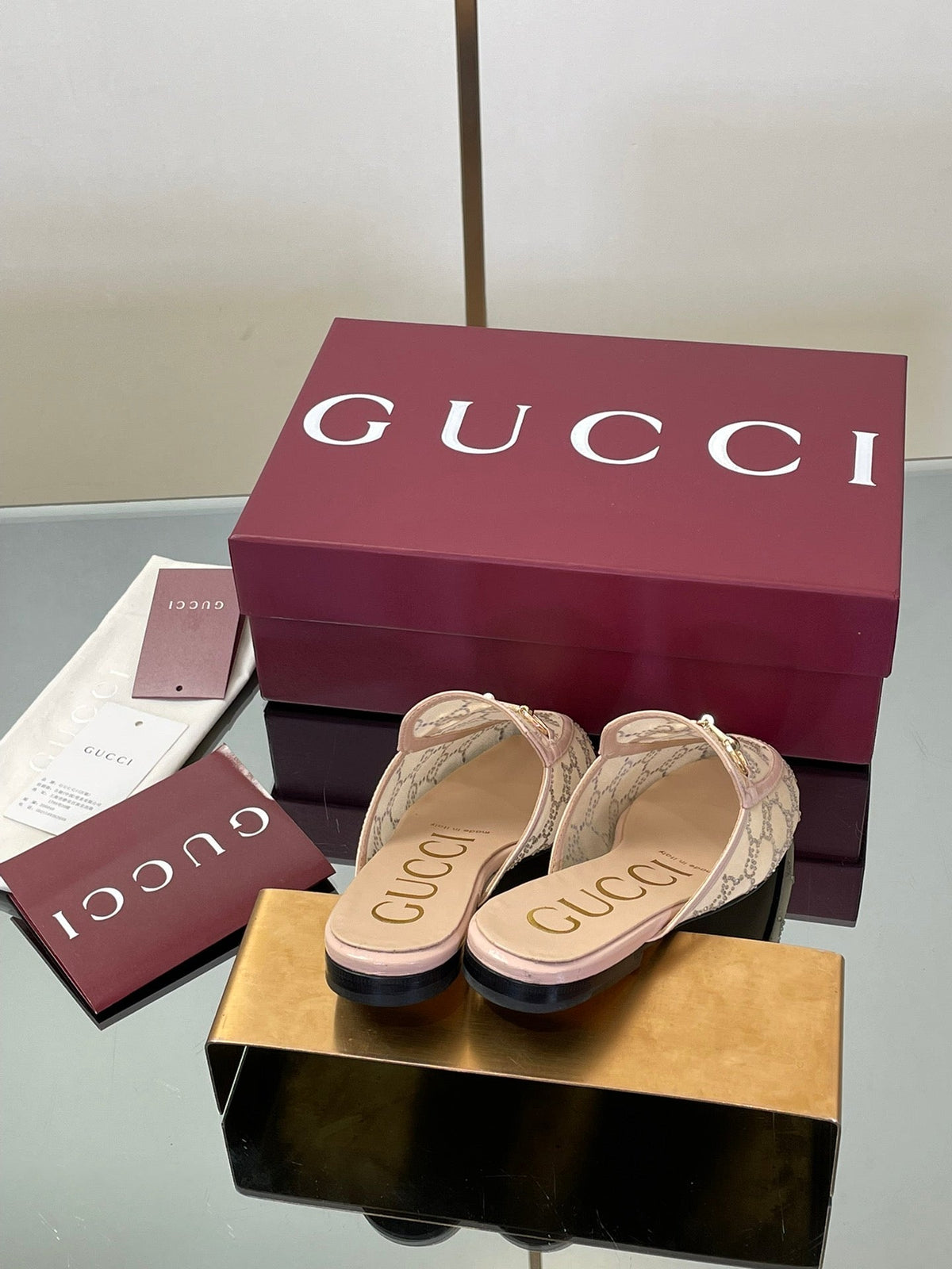 Gucci Crystal GG Patent Loafer Mules – 2025FW