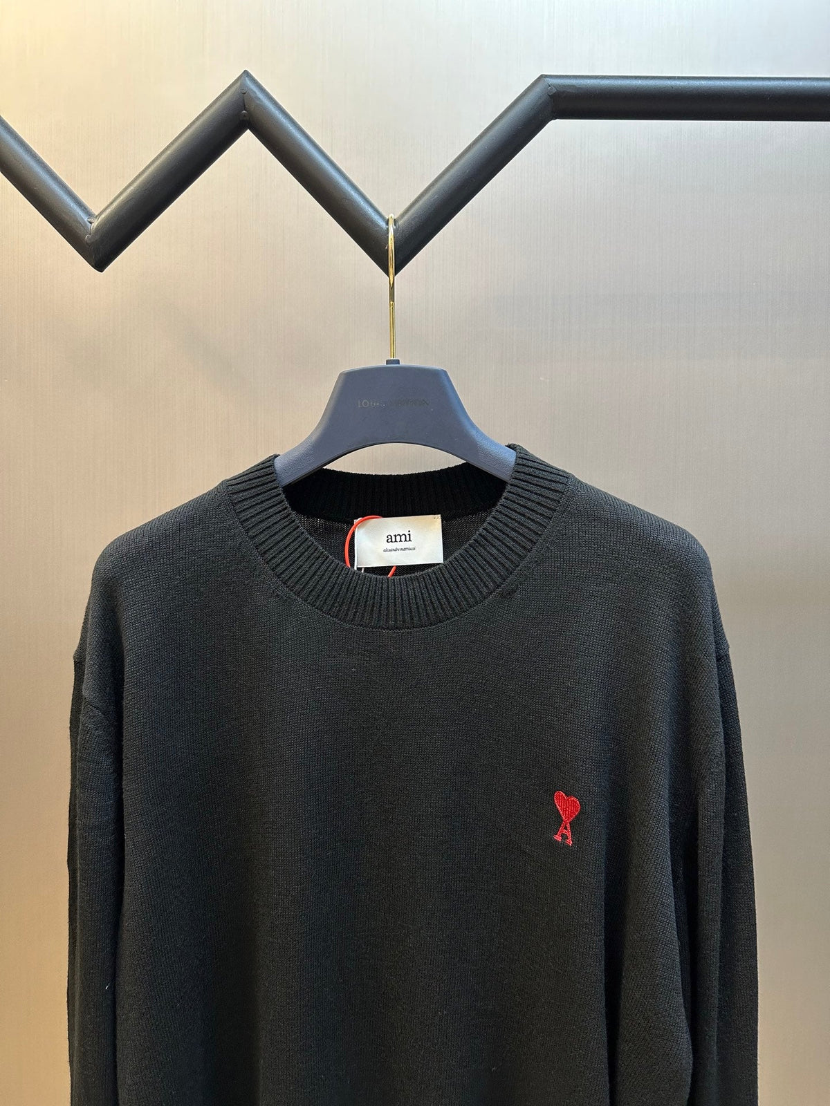 AMI Paris Heart Embroidery Merino Sweater