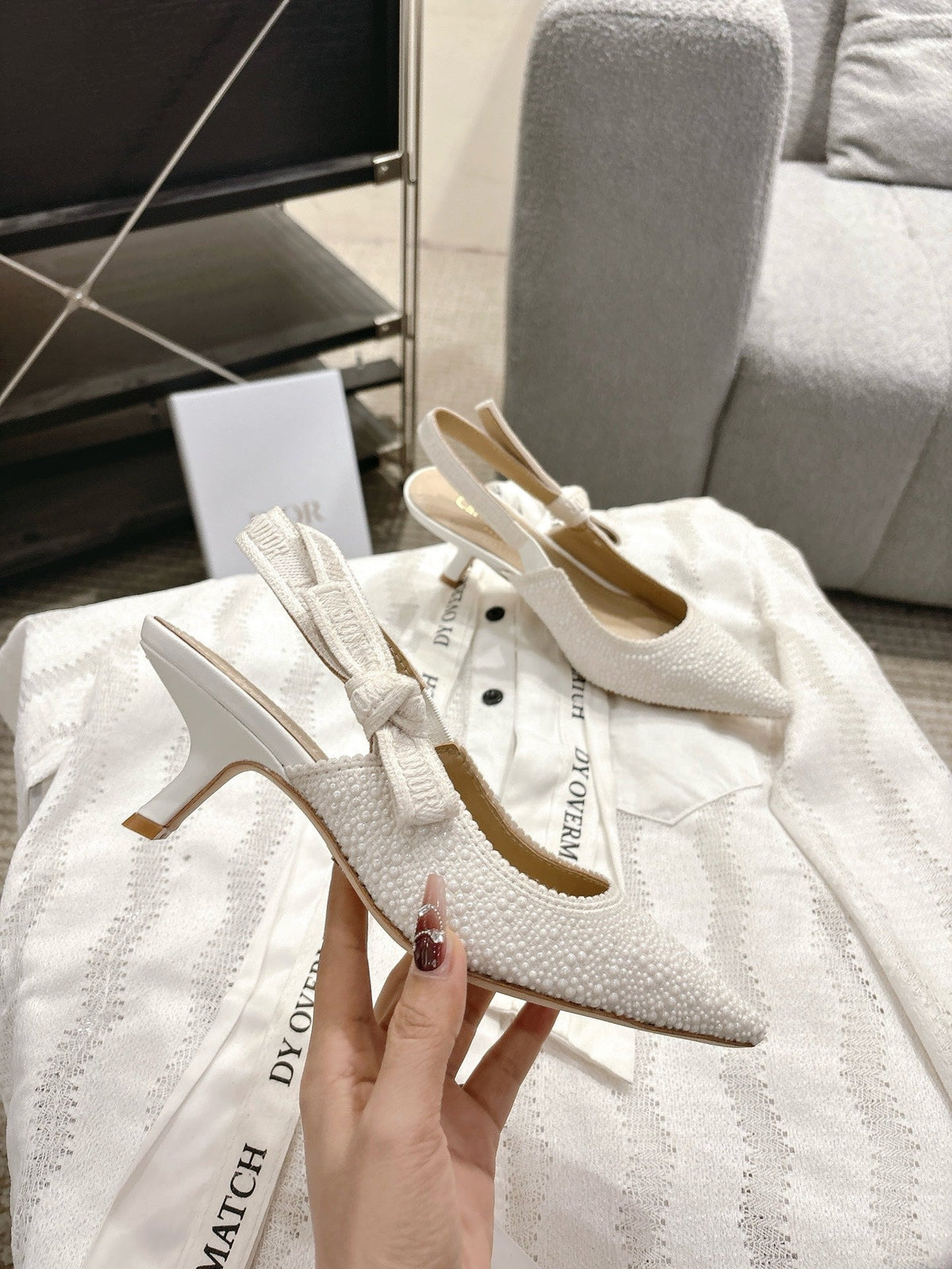 Dior J'Adior Embroidered Strap Kitten Heel Sandals
