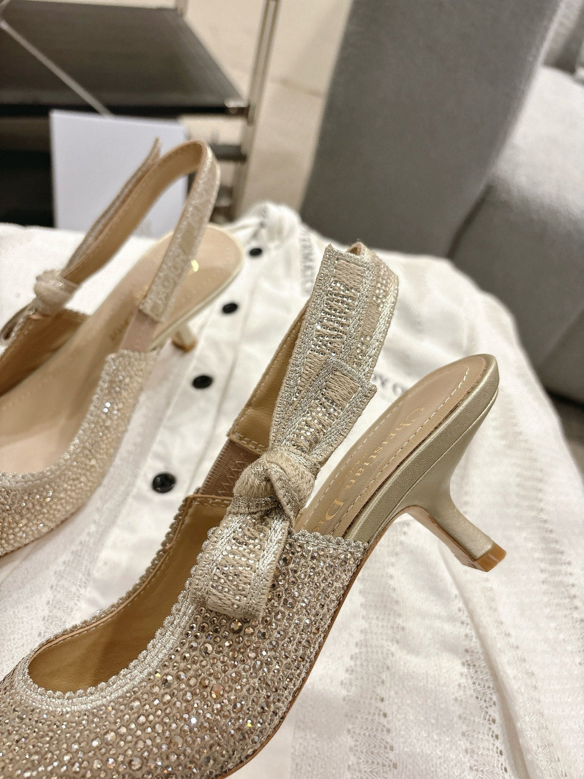 Dior J'Adior Embroidered Strap Kitten Heel Sandals