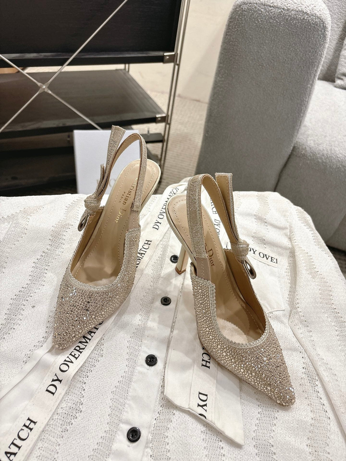 Dior J'Adior Embroidered Strap Kitten Heel Sandals