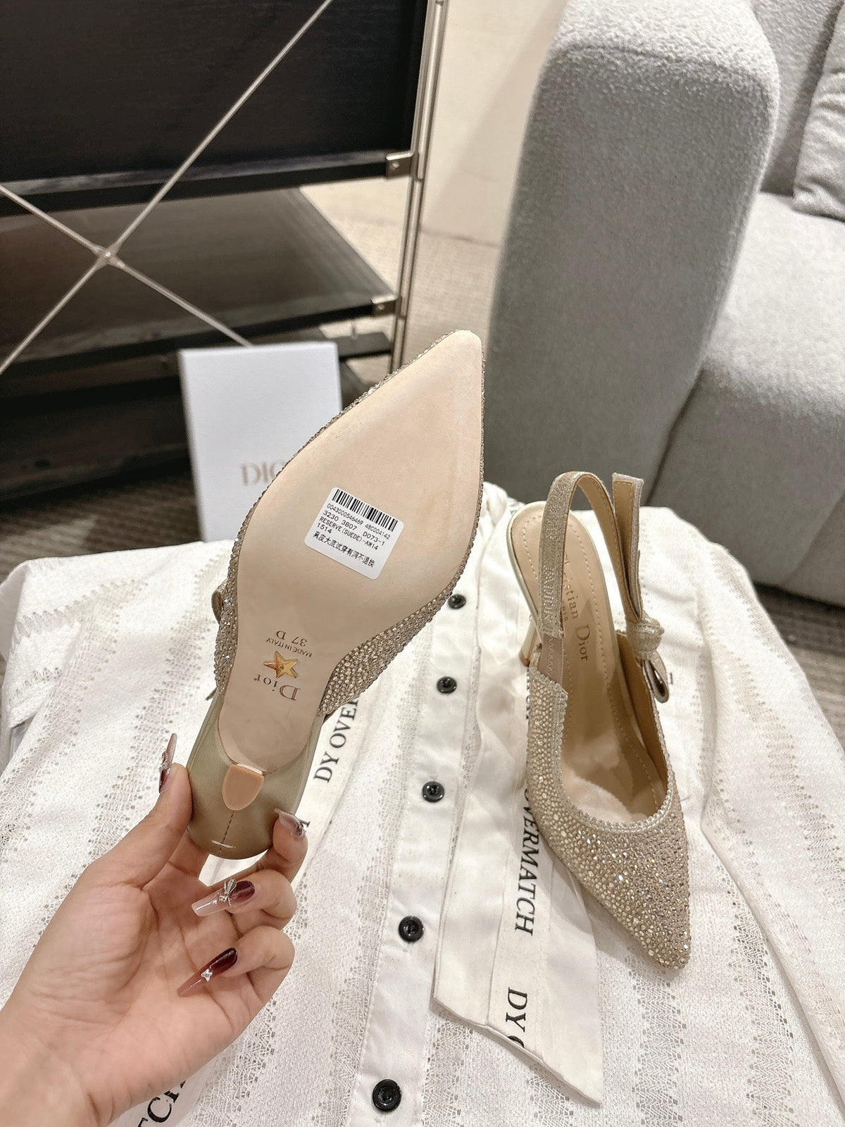 Dior J'Adior Embroidered Strap Kitten Heel Sandals