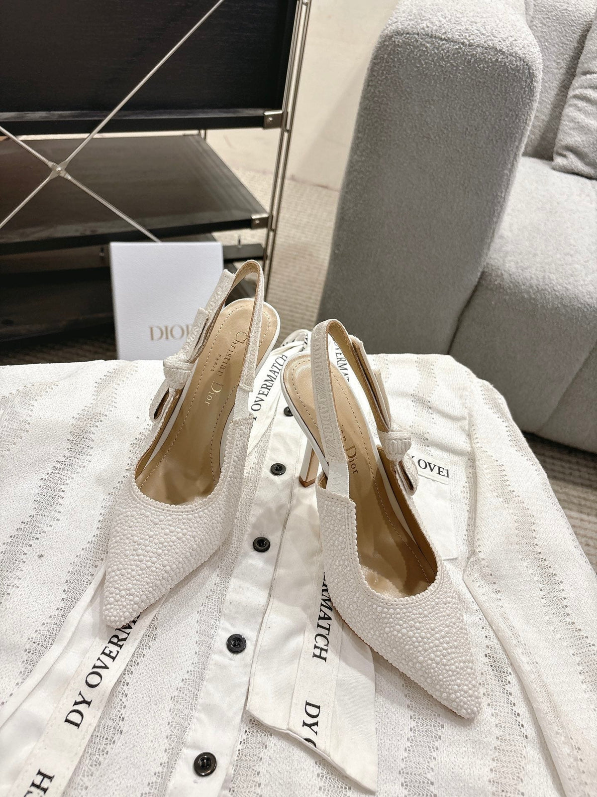 Dior J'Adior Embroidered Strap Kitten Heel Sandals