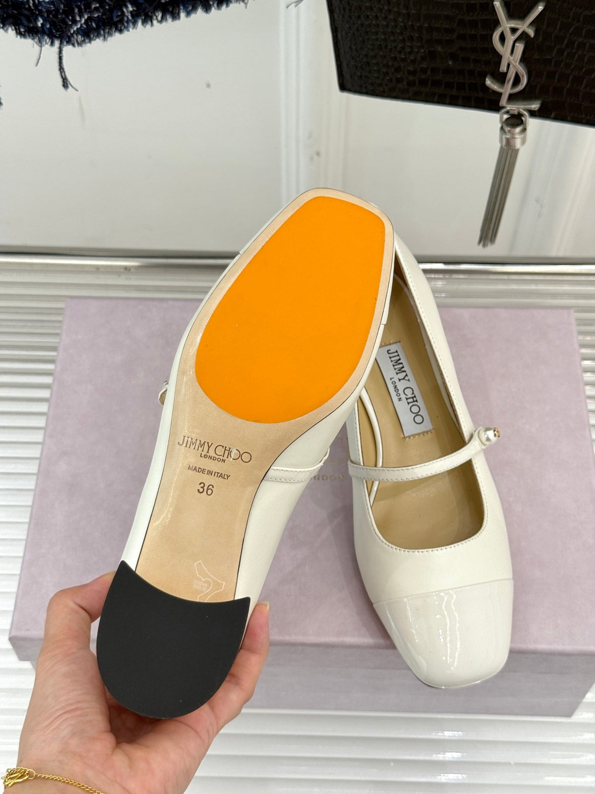 Jimmy Choo Color-block Pearl Mary Jane Heels – 25FW