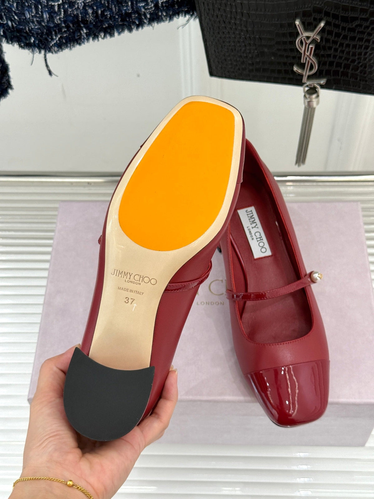 Jimmy Choo Color-block Pearl Mary Jane Heels – 25FW