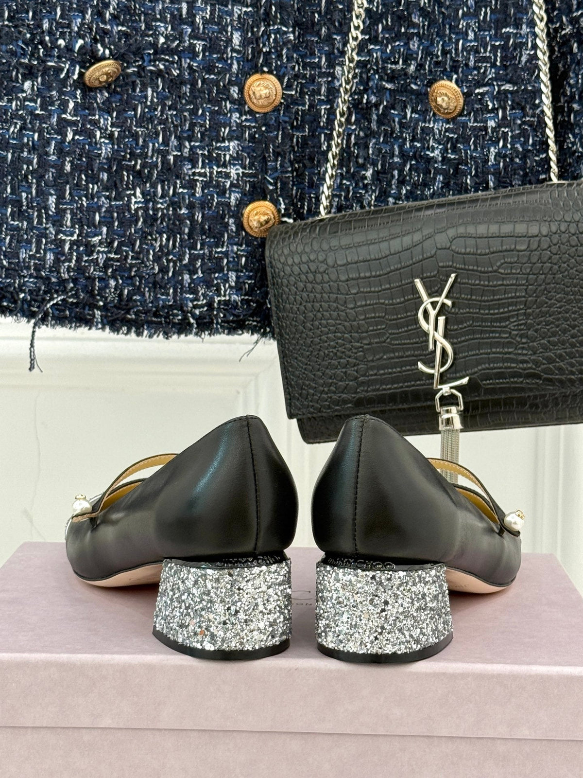Jimmy Choo Color-block Pearl Mary Jane Heels – 25FW