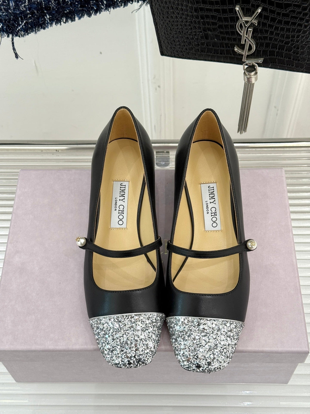 Jimmy Choo Color-block Pearl Mary Jane Heels – 25FW
