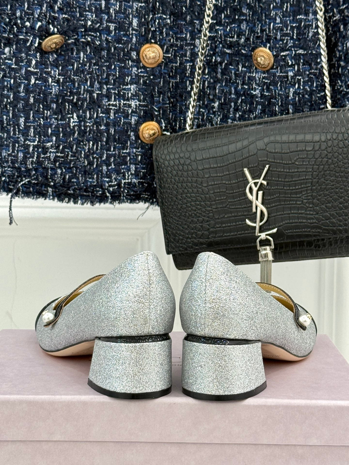 Jimmy Choo Color-block Pearl Mary Jane Heels – 25FW