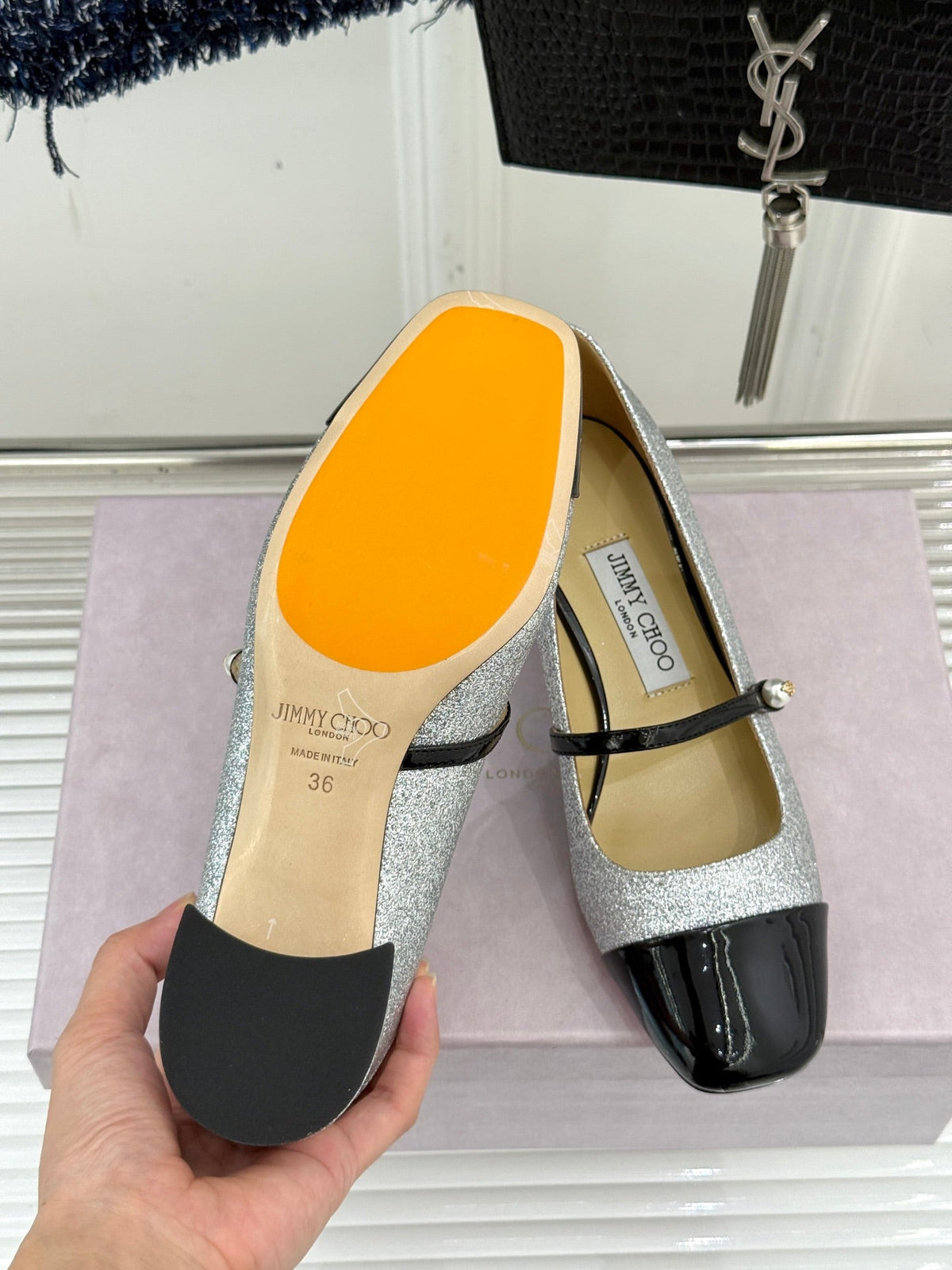 Jimmy Choo Color-block Pearl Mary Jane Heels – 25FW