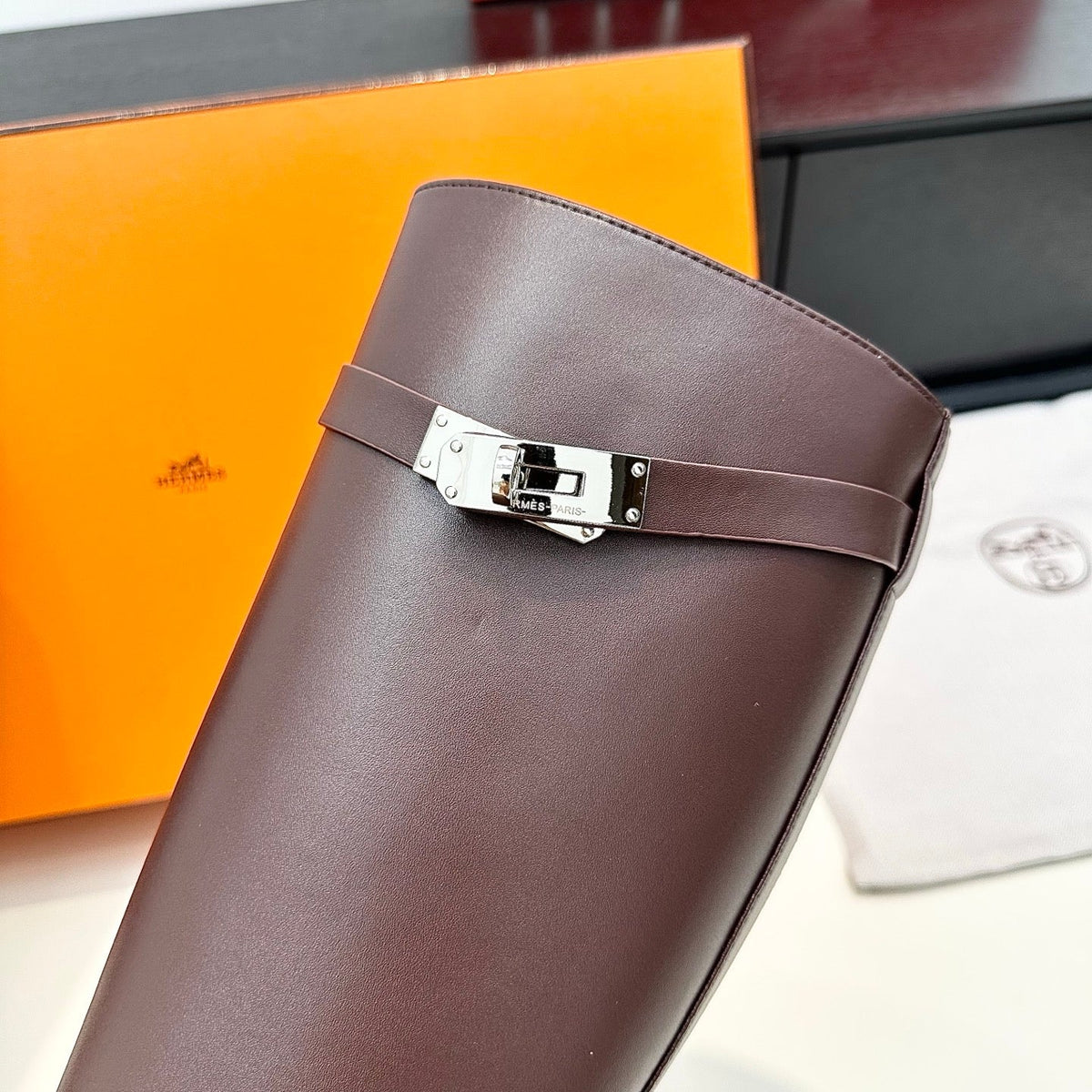 Hermès Kelly Buckle High Heel Knee-High Boots