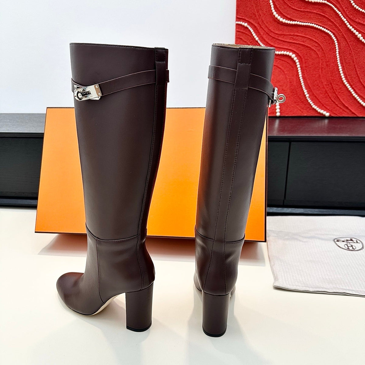 Hermès Kelly Buckle High Heel Knee-High Boots