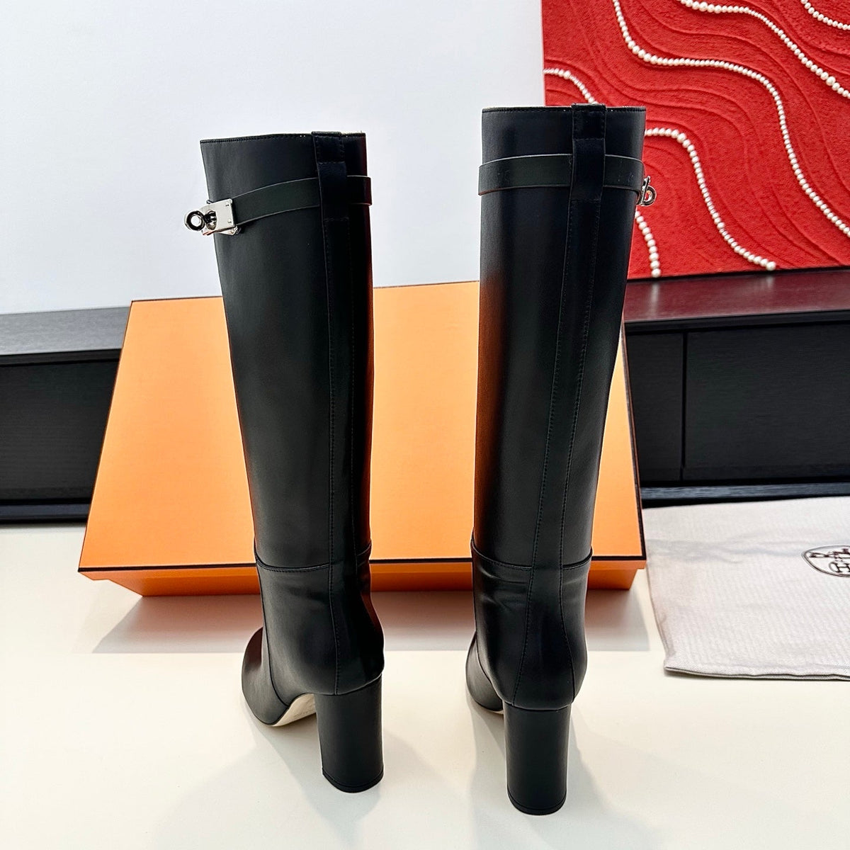 Hermès Kelly Buckle High Heel Knee-High Boots