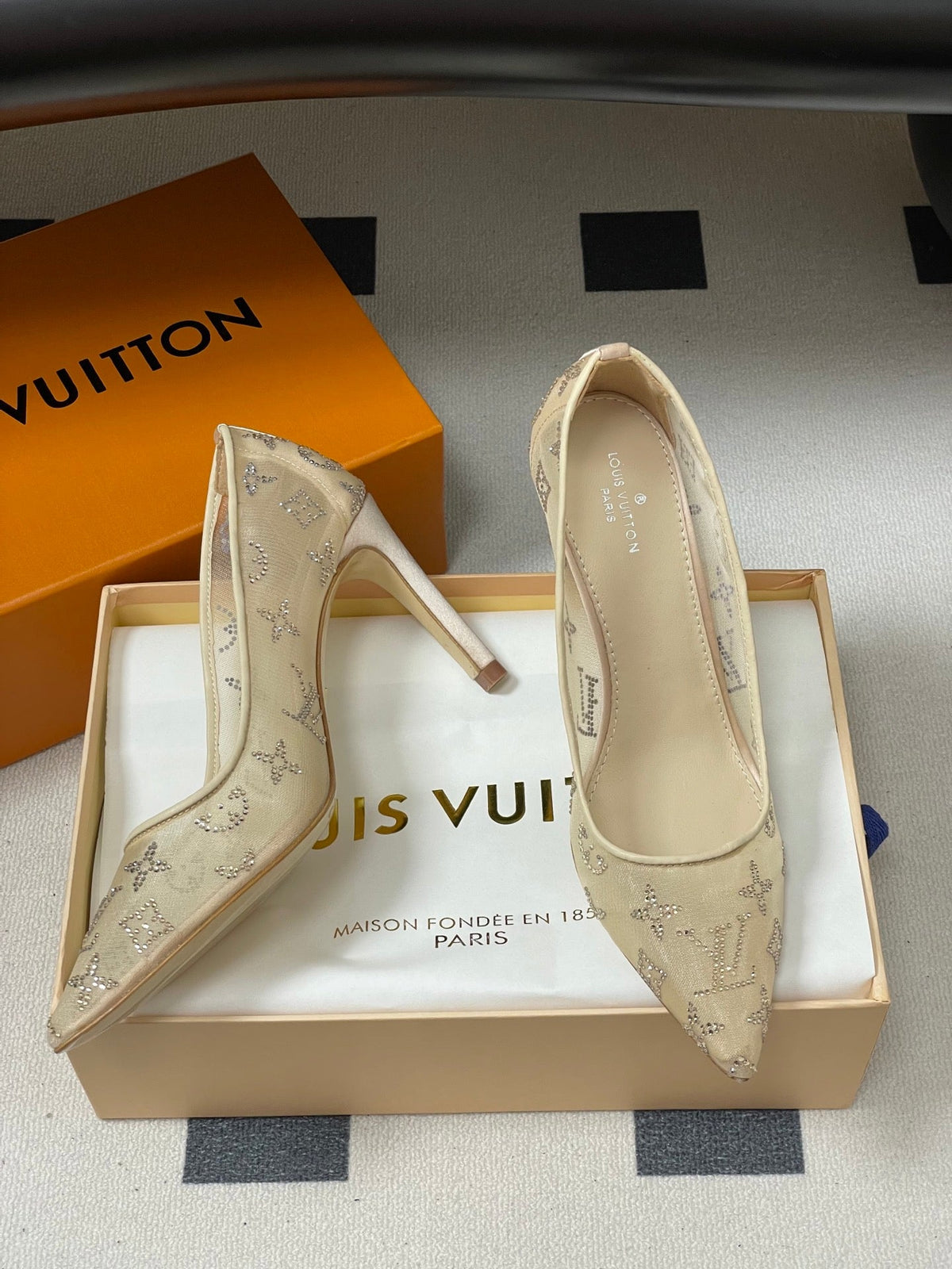 Louis Vuitton Gala Mesh Rhinestone High Heels – 25SS