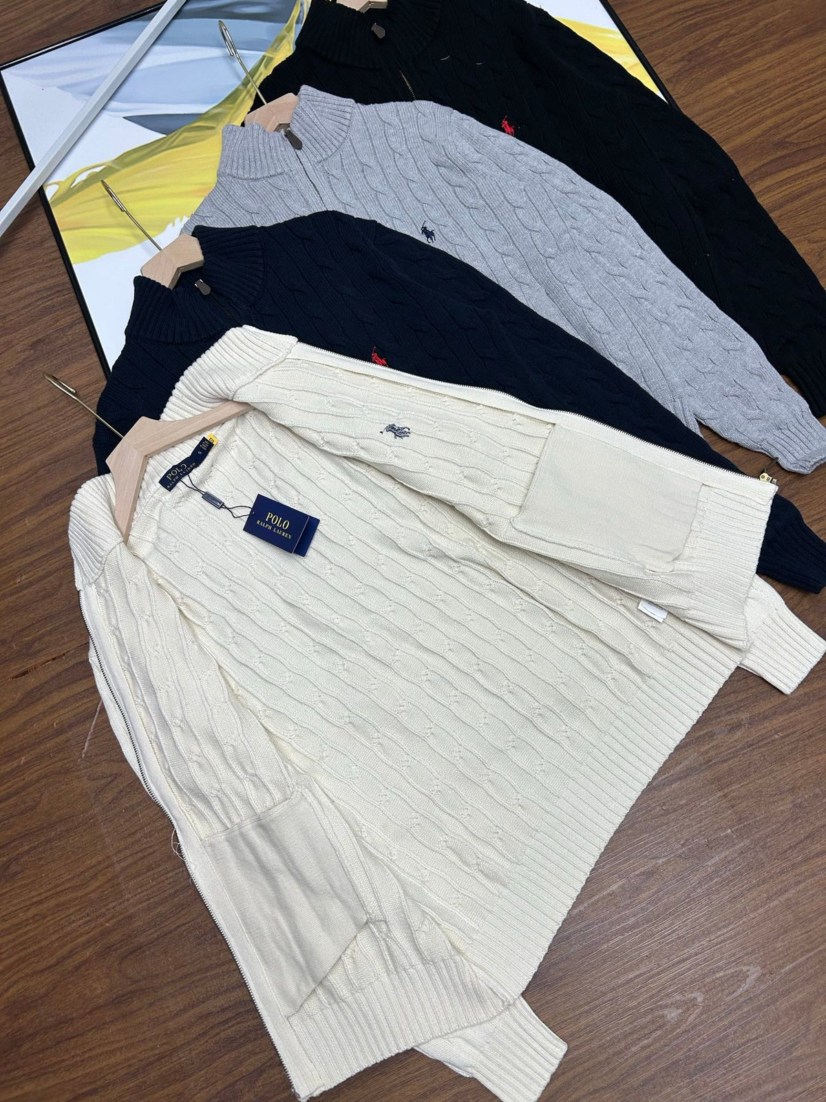 Ralph Lauren Unisex Cable Knit Zip Cardigan