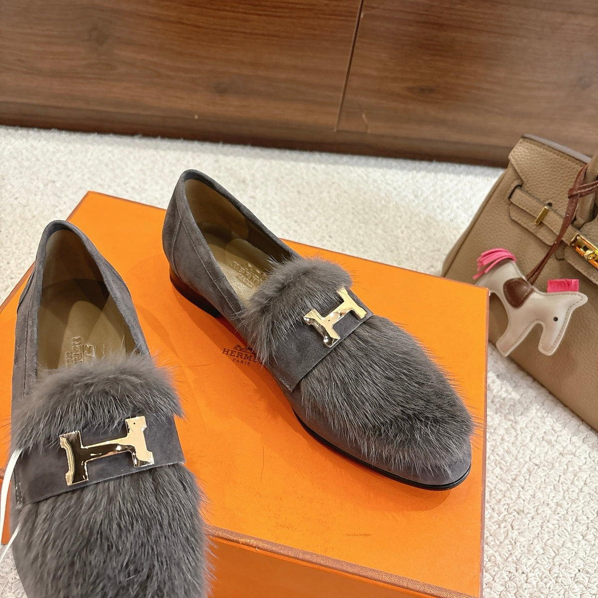Hermès Mink Suede Loafers & Mules – Autumn/Winter Collection