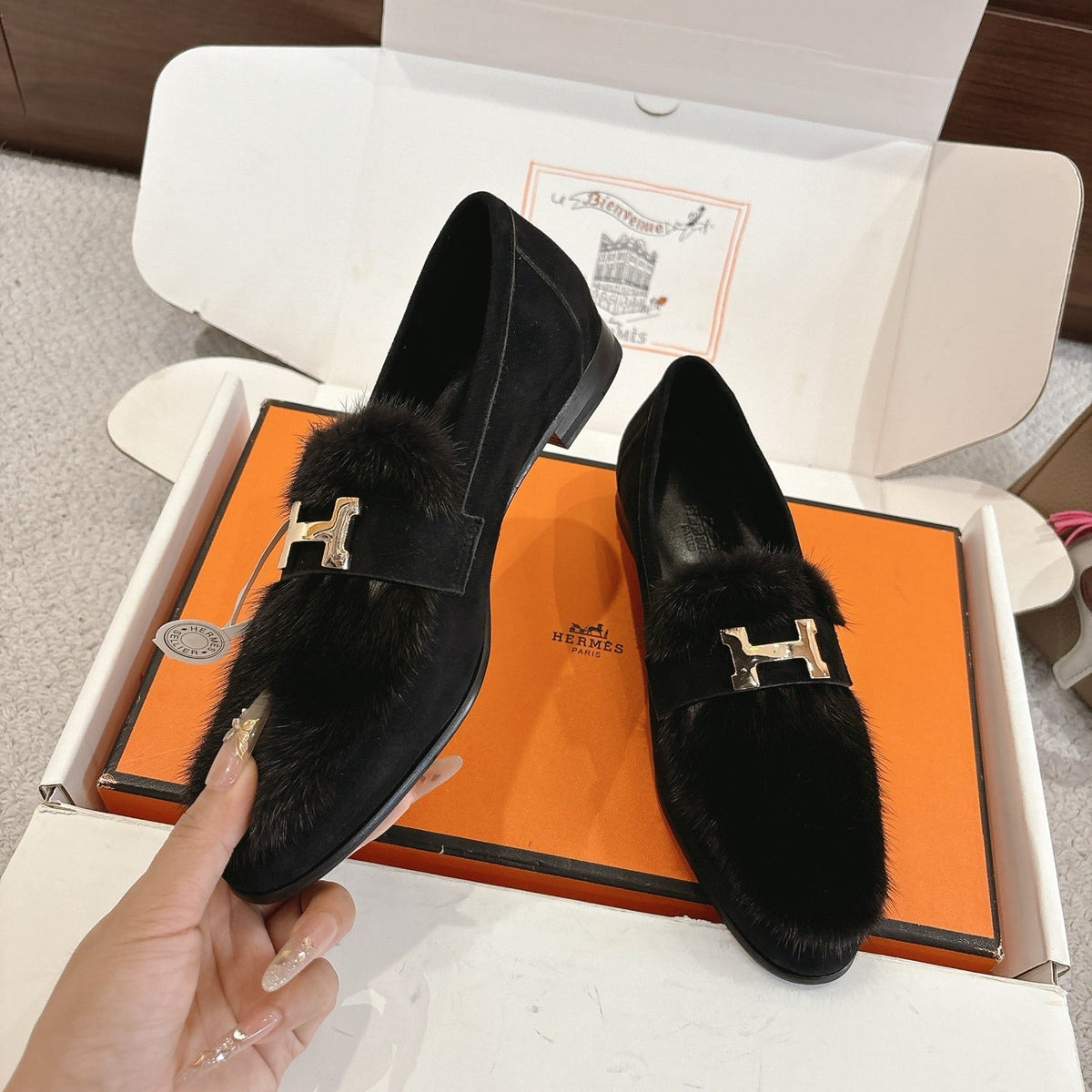 Hermès Mink Suede Loafers & Mules – Autumn/Winter Collection