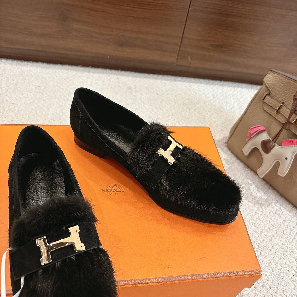 Hermès Mink Suede Loafers & Mules – Autumn/Winter Collection