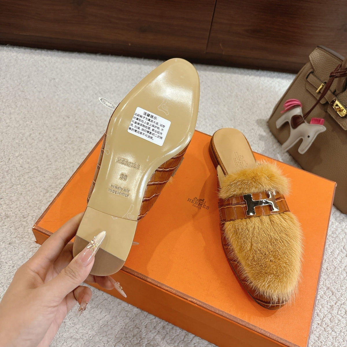 Hermès Mink Suede Loafers & Mules – Autumn/Winter Collection