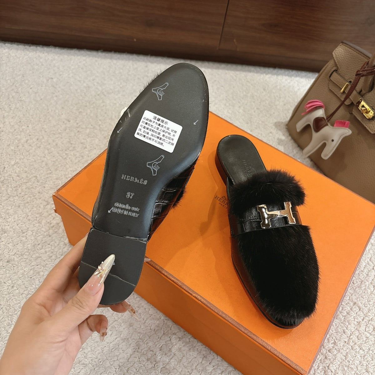 Hermès Mink Suede Loafers & Mules – Autumn/Winter Collection