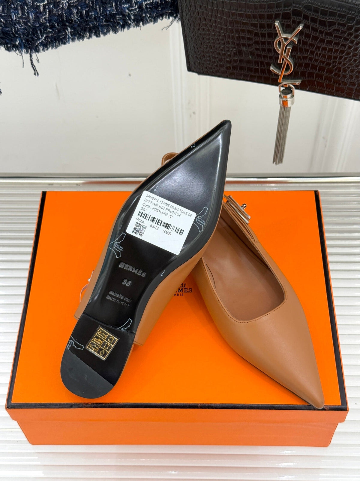 Hermès Kelly Buckle Pointed Toe Flat Sandals