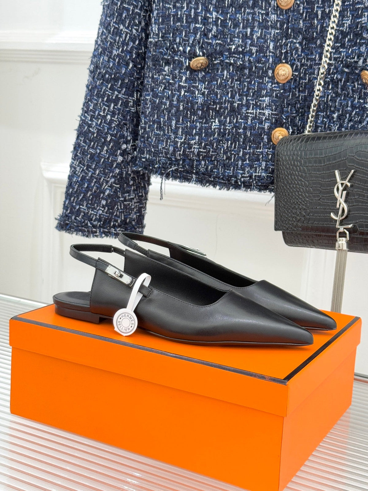Hermès Kelly Buckle Pointed Toe Flat Sandals