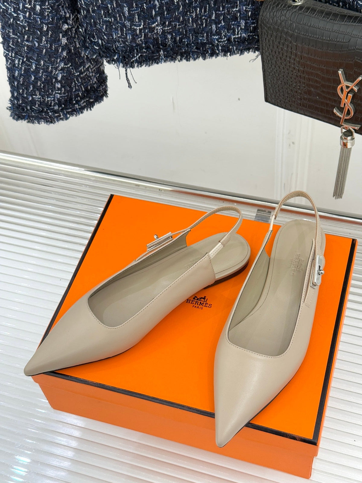 Hermès Kelly Buckle Pointed Toe Flat Sandals