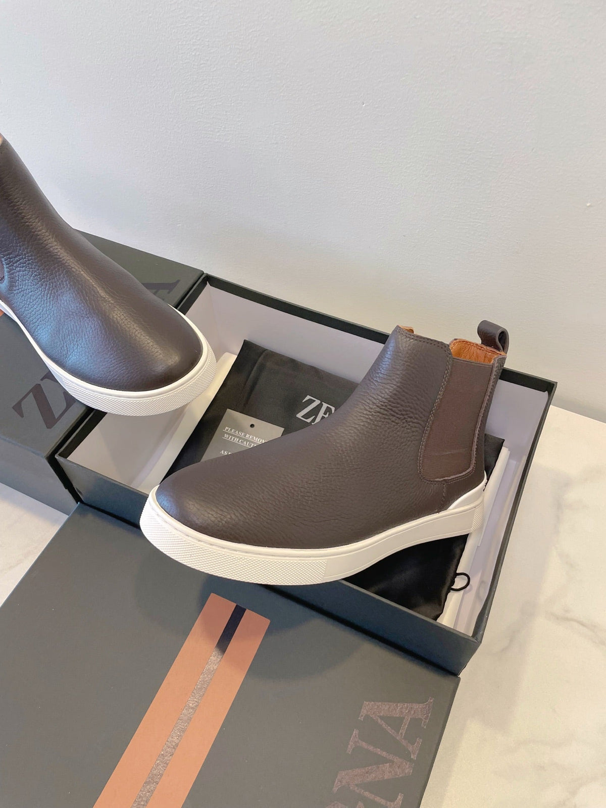 Zegna COUTURE Triple Stitch Leather Sneakers
