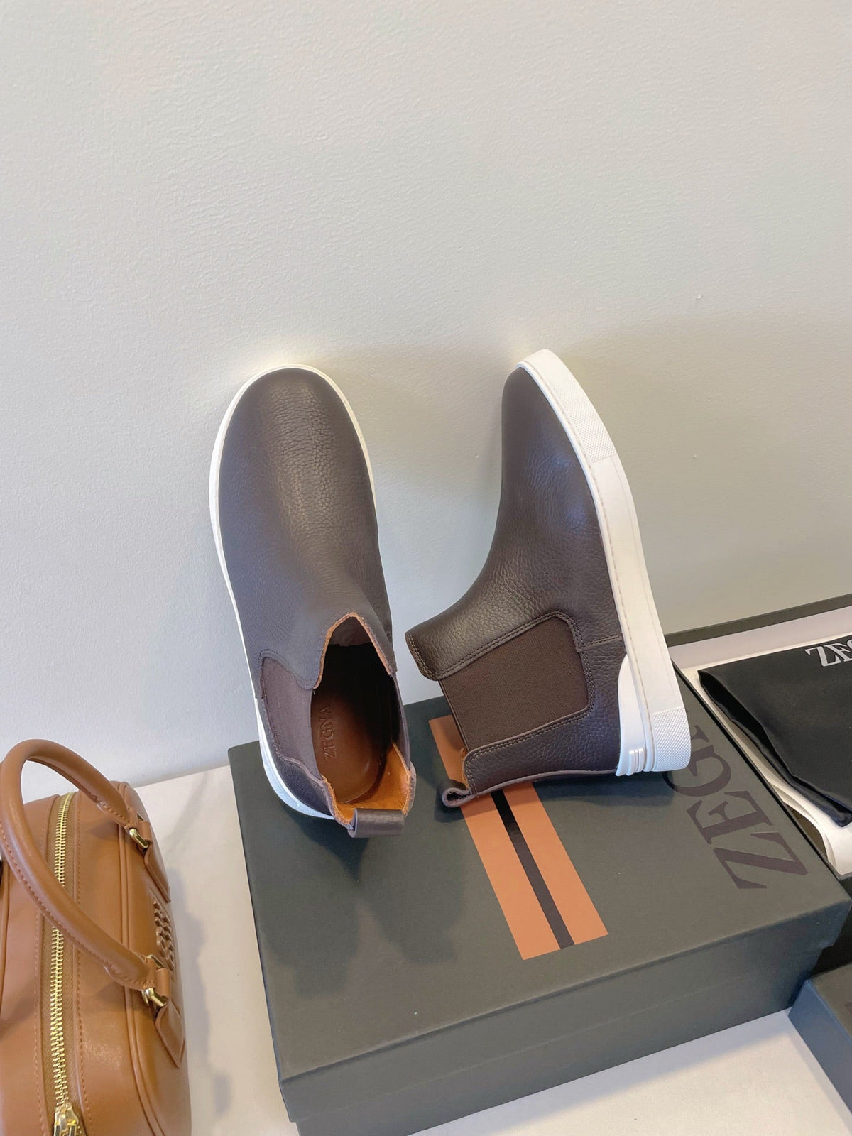 Zegna COUTURE Triple Stitch Leather Sneakers