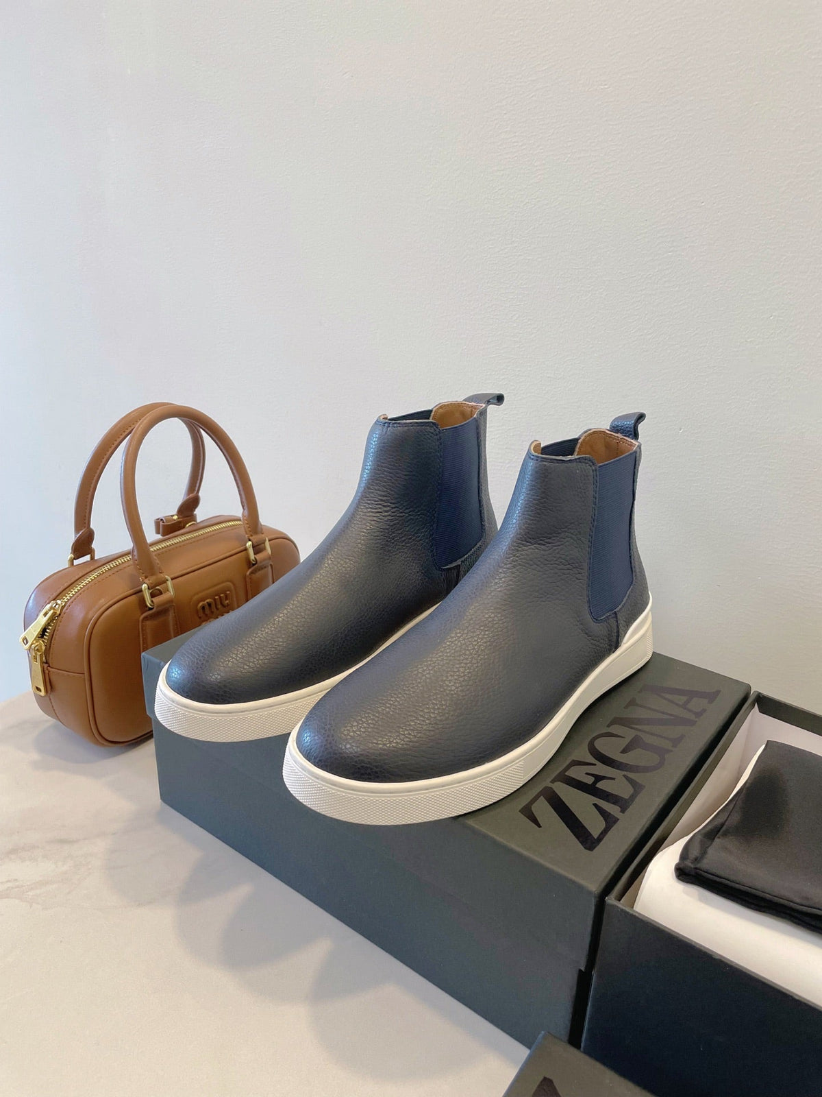Zegna COUTURE Triple Stitch Leather Sneakers