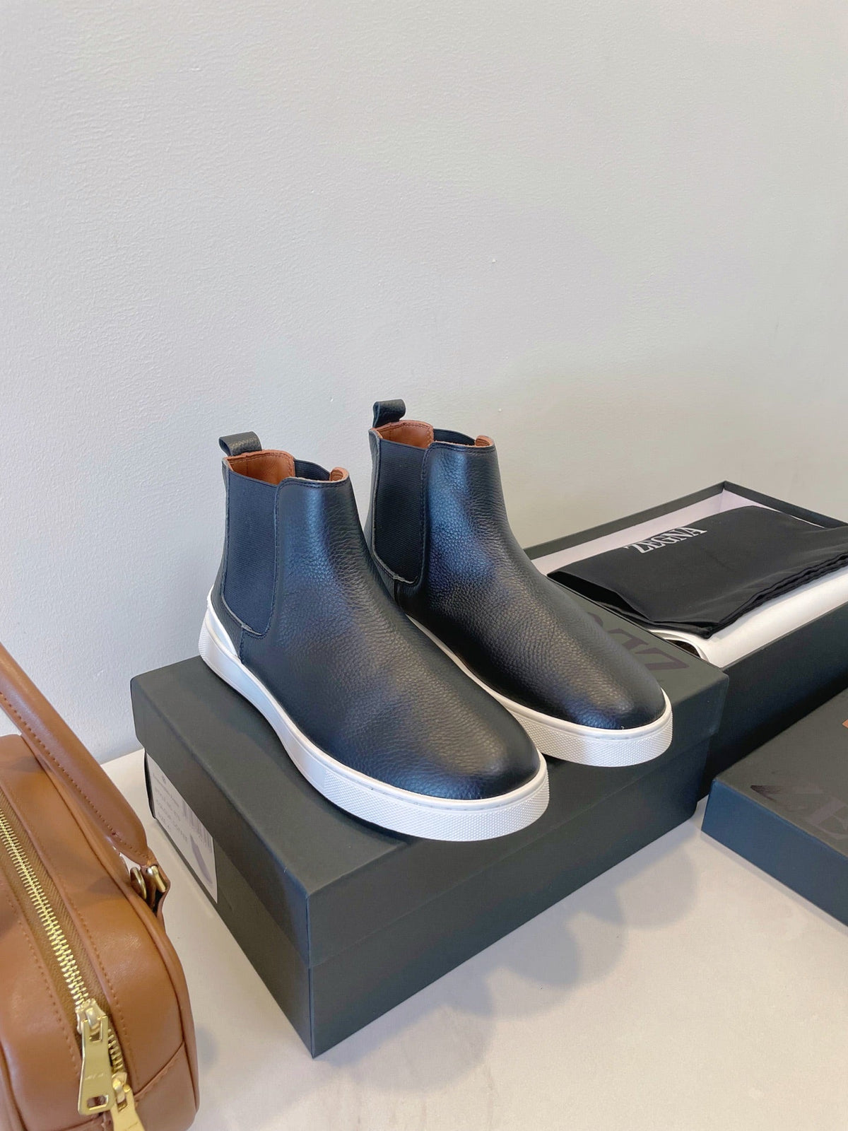 Zegna COUTURE Triple Stitch Leather Sneakers
