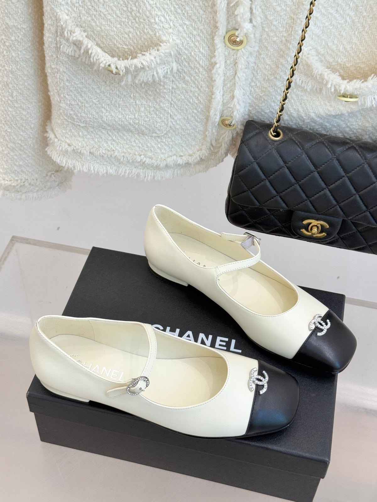 Chanel Rhinestone Double C Mary Jane Flats – 25K Collection
