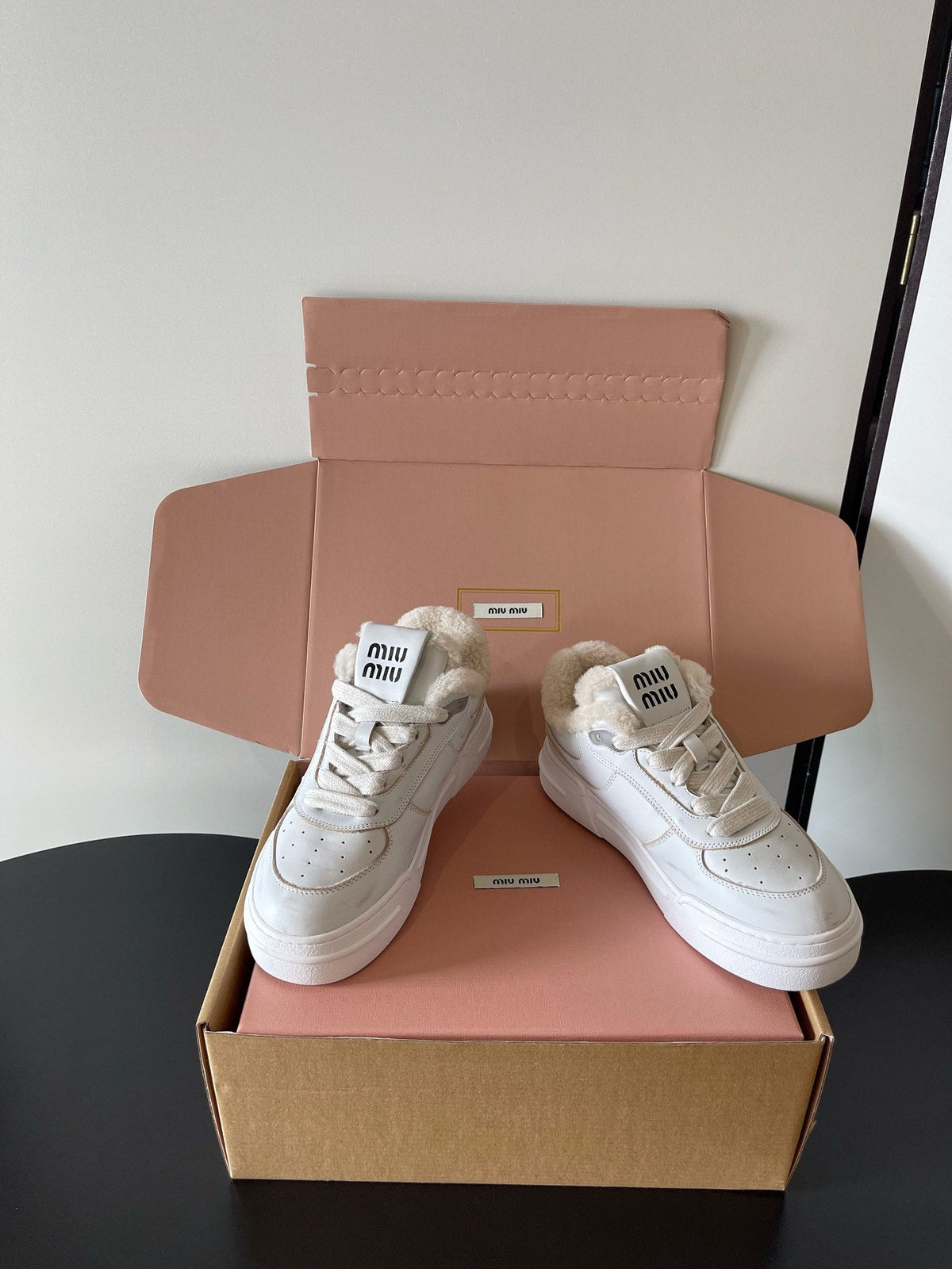 Miu Miu Distressed Retro German Training Sneakers