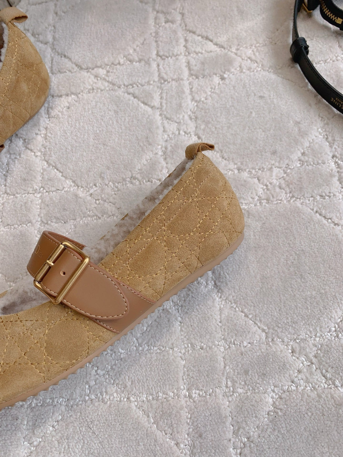 Dior Quilted Wool Mary Jane Flats