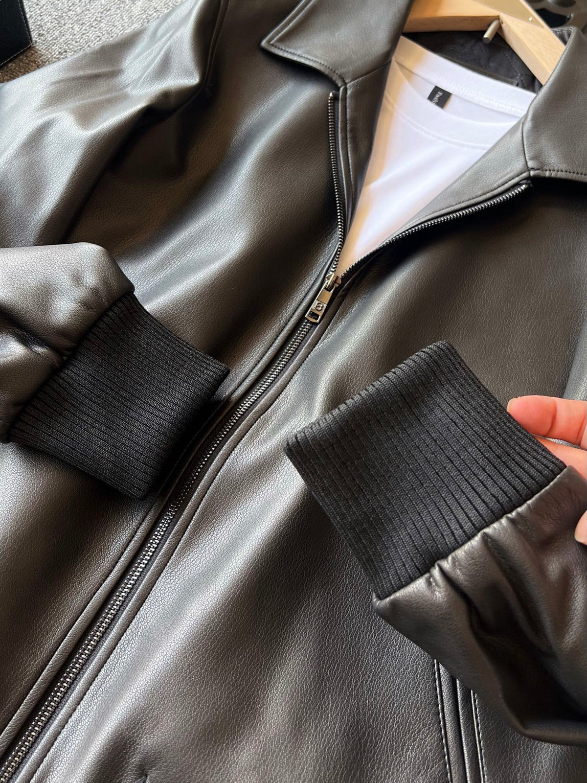 Zegna Padded Sheepskin Collared Leather Jacket