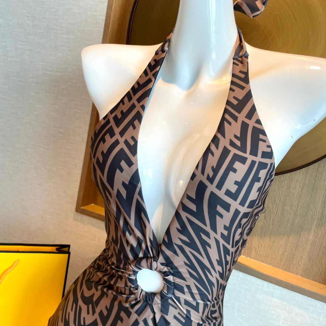 Fendi Versatile Backless One-Piece Swimsuit