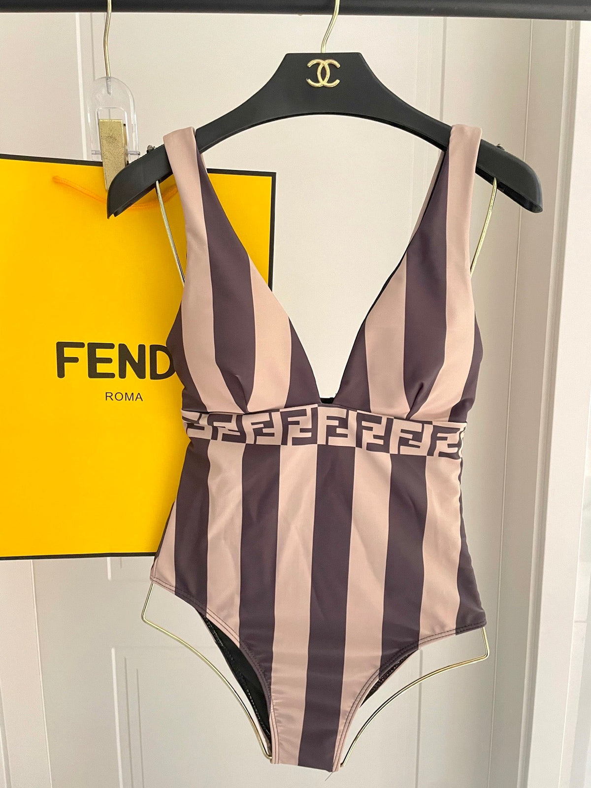 Fendi Versatile Backless One-Piece Swimsuit