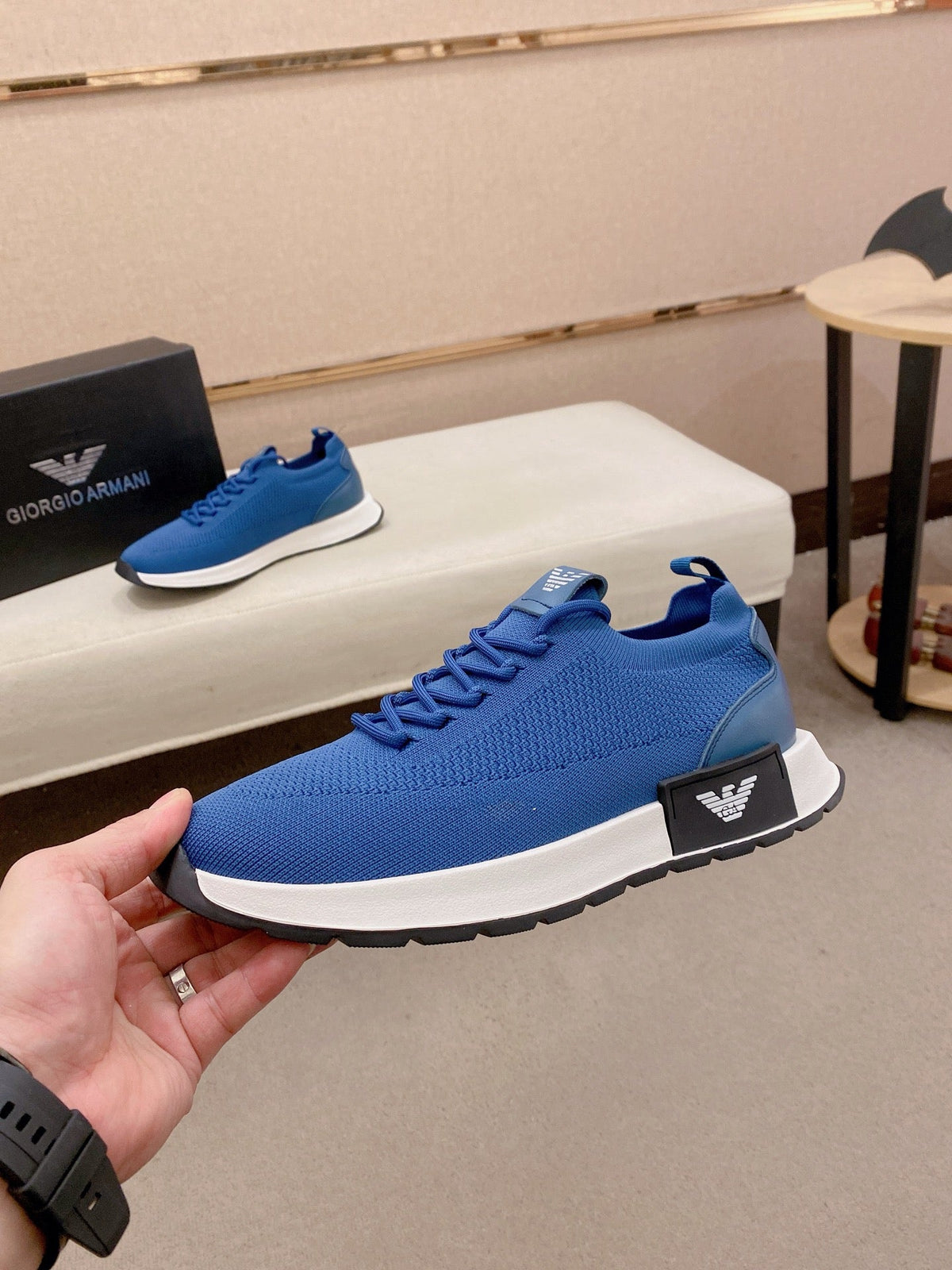 Armani Official Synchronized Knit Sneakers