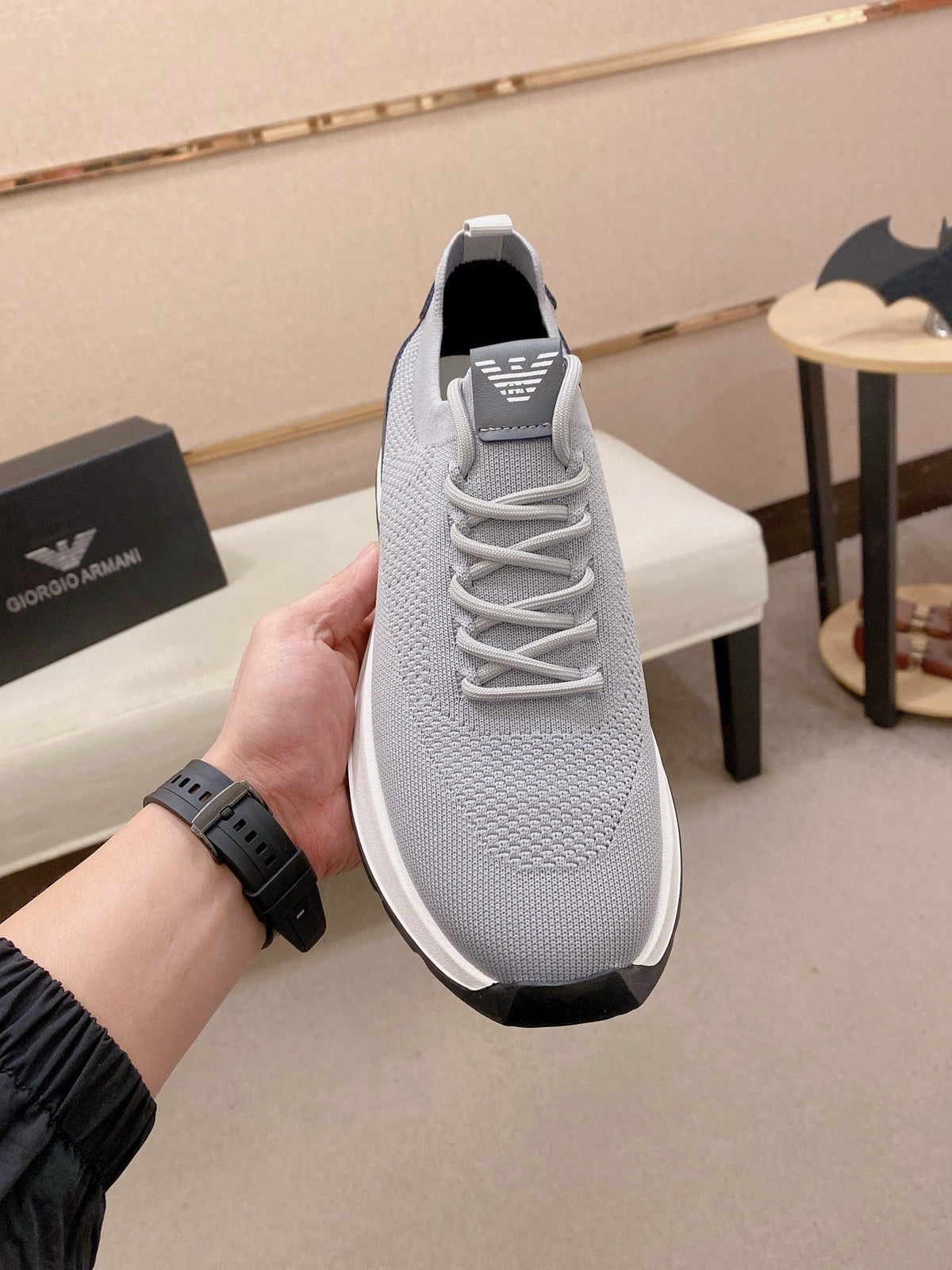 Armani Official Synchronized Knit Sneakers