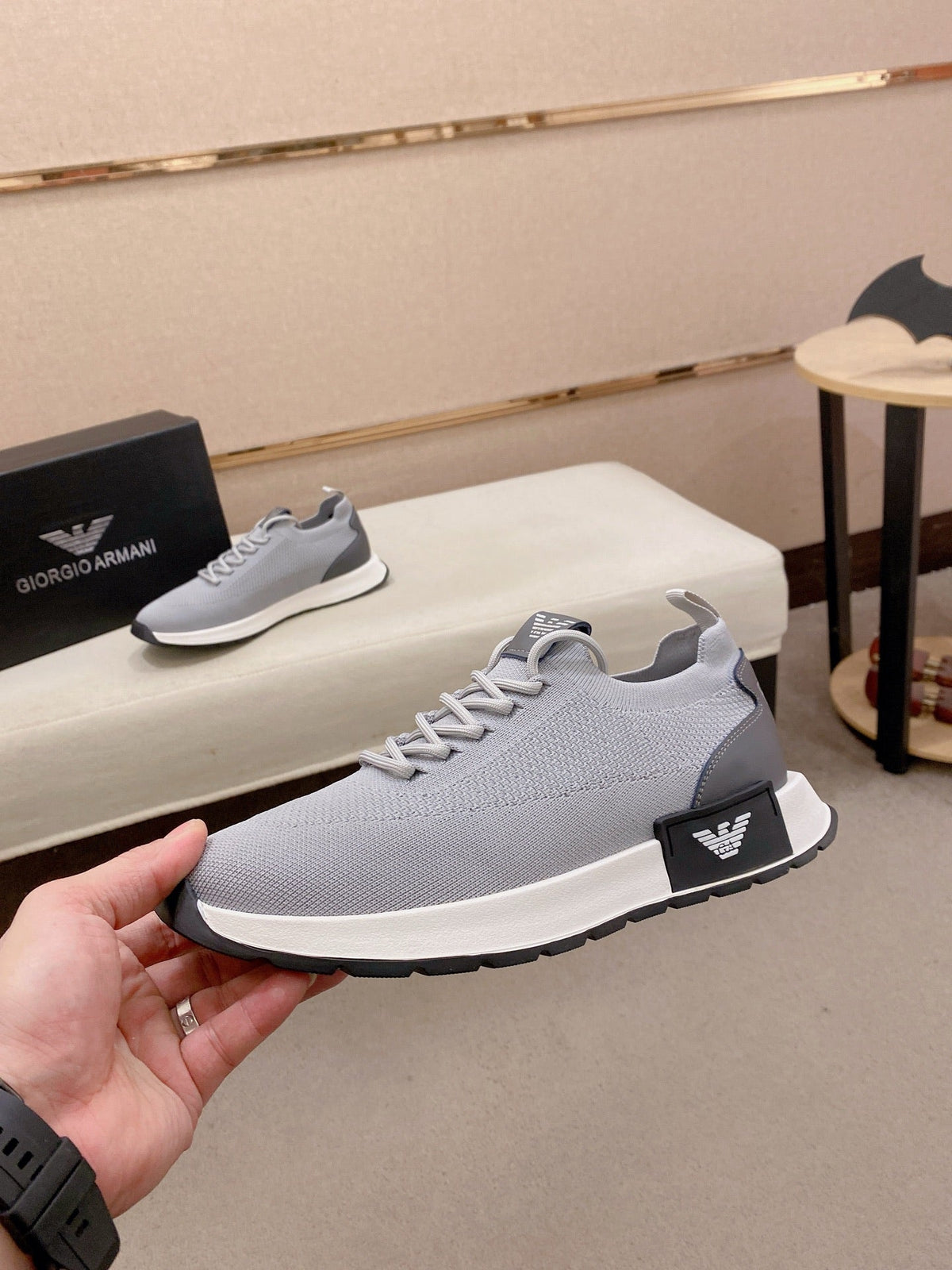 Armani Official Synchronized Knit Sneakers