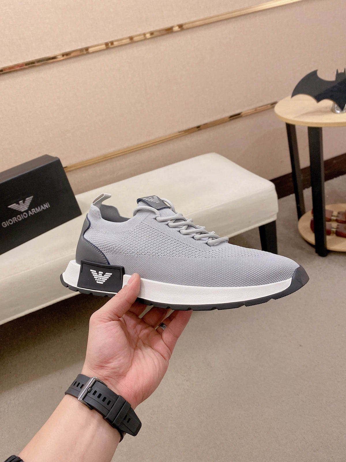 Armani Official Synchronized Knit Sneakers