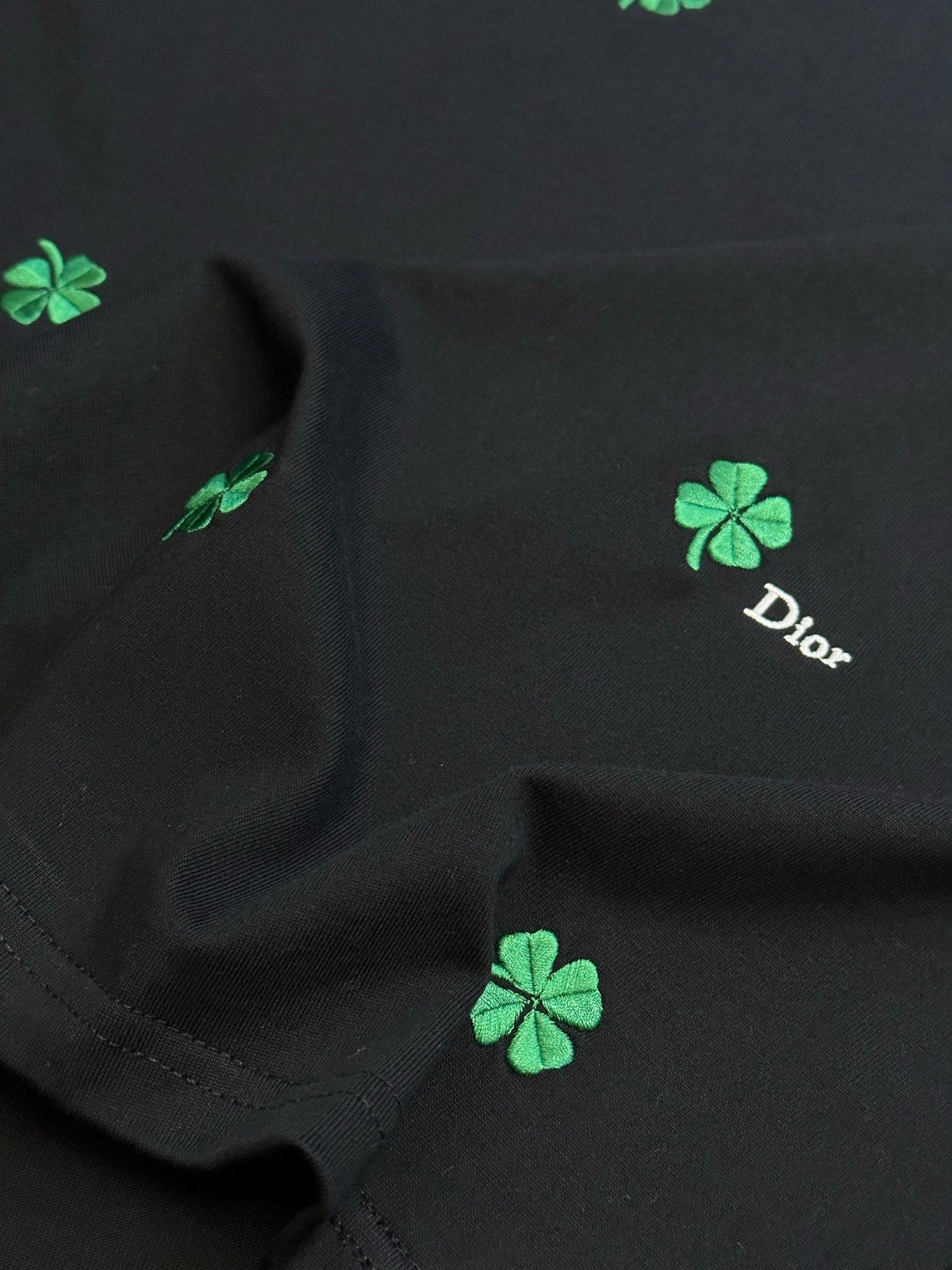 Dior Clover Embroidery Short-Sleeve T-Shirt