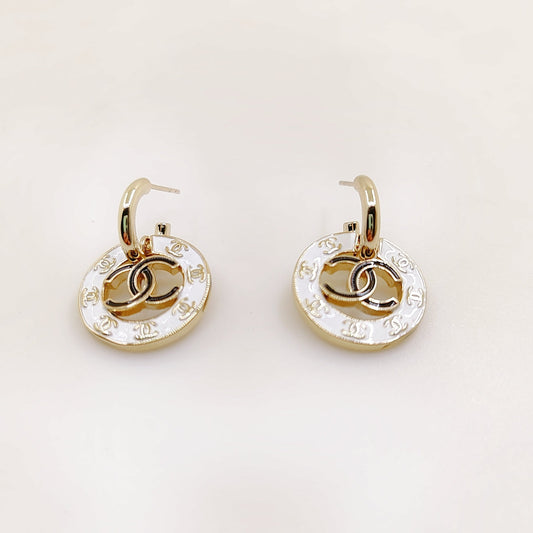 18K  Chanel Circle Earrings