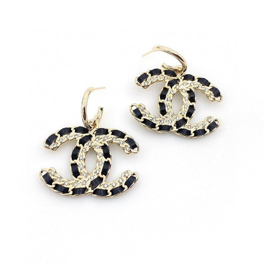 18K  Chanel Leather Earrings