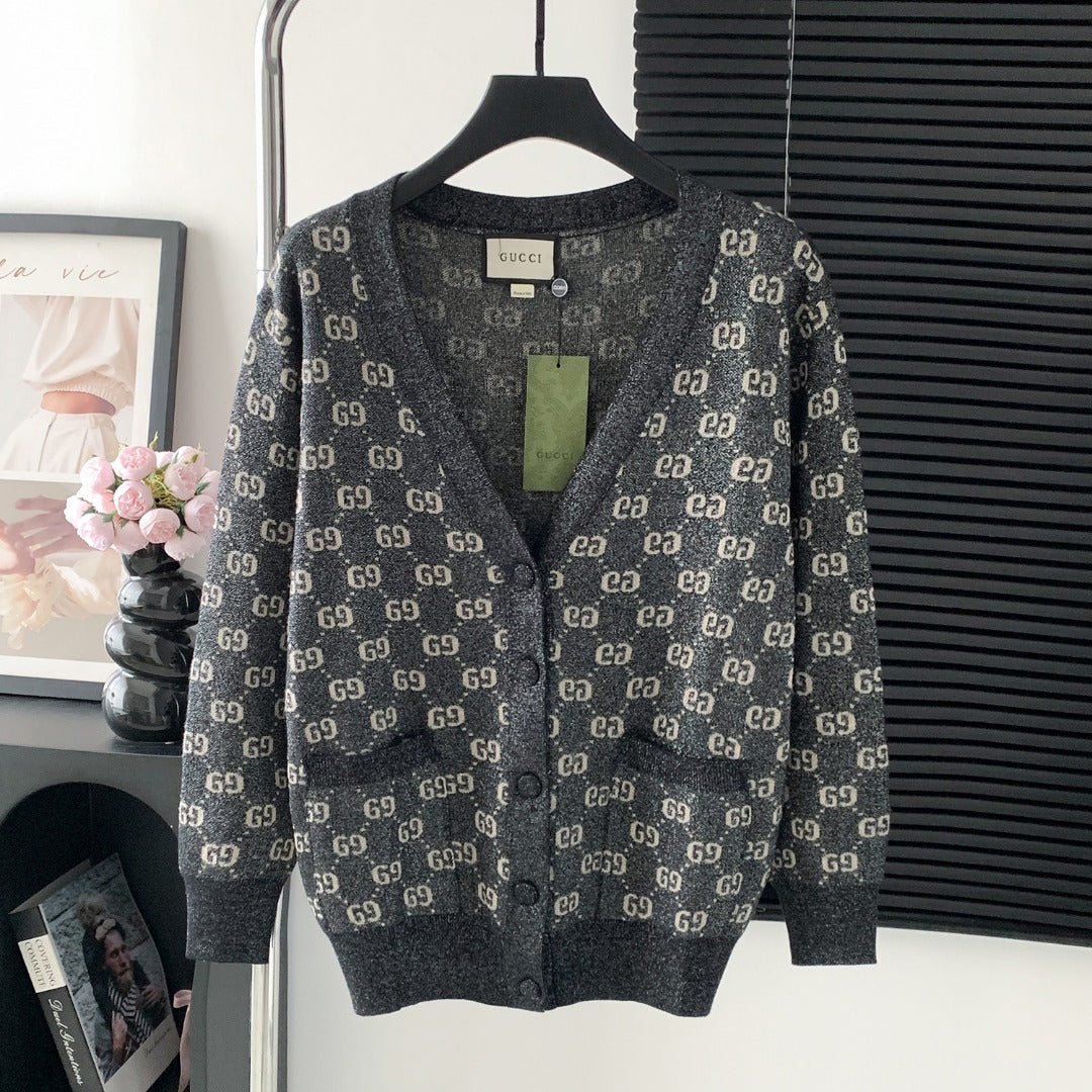 Gucci Silver Thread Jacquard Crewneck Sweater – Autumn/Winter Collection