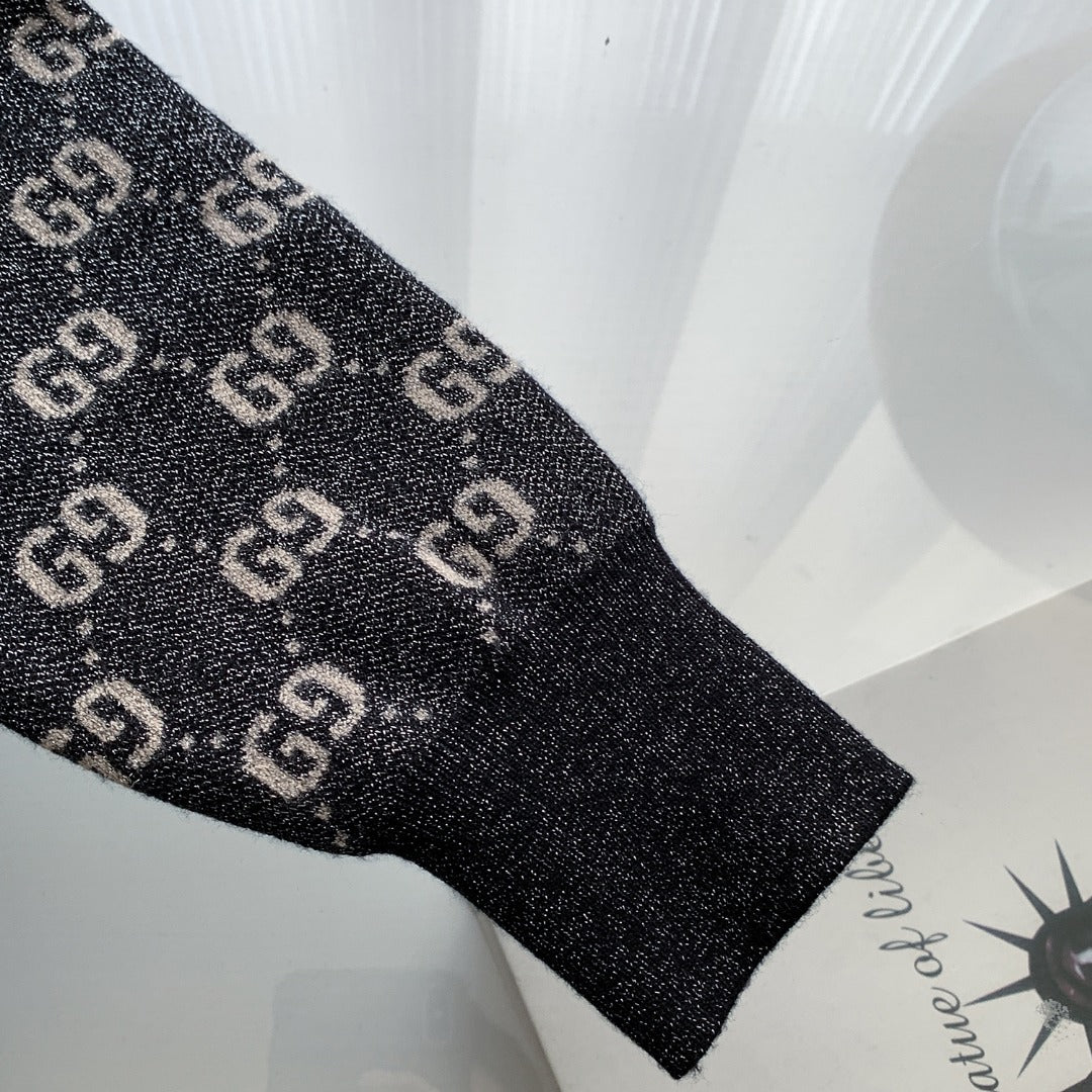Gucci Silver Thread Jacquard Crewneck Sweater – Autumn/Winter Collection