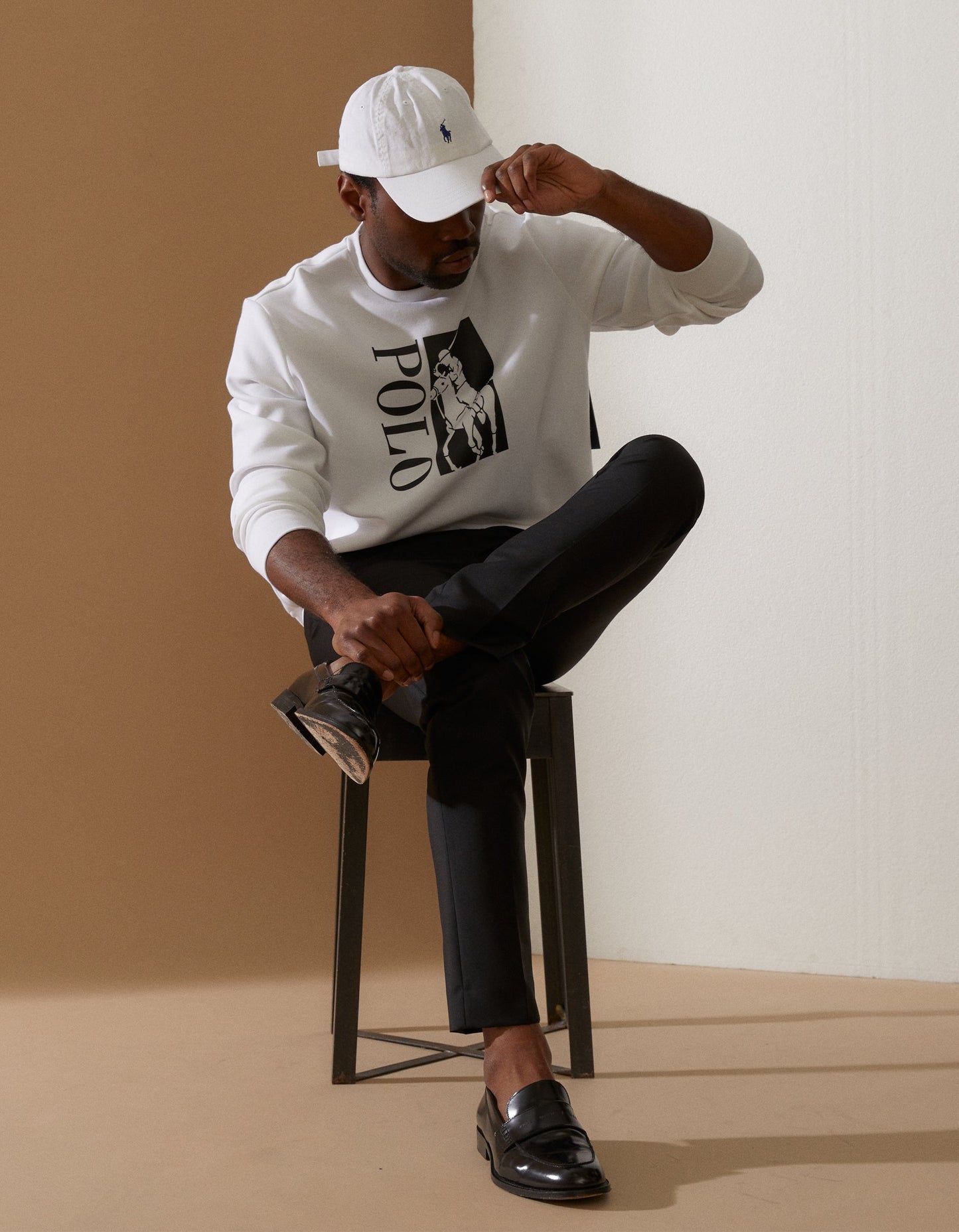 Cotton Chino Ball Cap - White/Marlin Blue